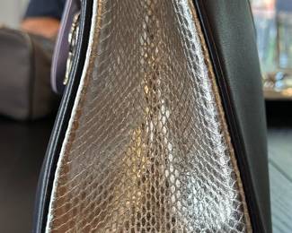 Gusset  of Dior bag:silver python