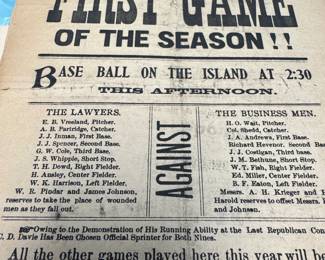 First baseball game of the season...can't find a date, but it pits the lawyers against the businessmen.