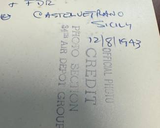 Notation on reverse of photo of General Hap Arnold ad President Roosevelt to Sicily in 1943