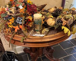 Marble top table with fall decor