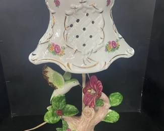 Porcelain Hummingbird & Morning Glory Lamp 