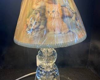 Crystal Lamp w/Kitten Shade 