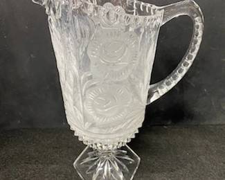 Leaded Glass Footed Pitcher 