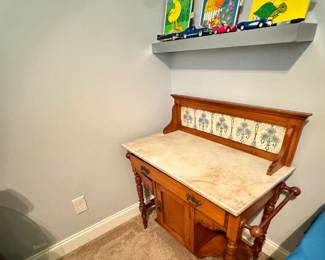 Antique wash stand with marble top