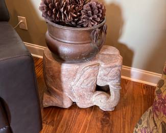 Copper Kettle, solid wood elephant