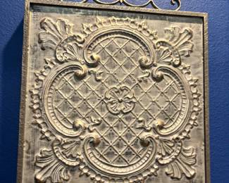 Framed vintage tin ceiling tiles 