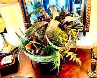 Custom succulent and antlers arrangement