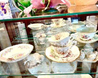 Large selection of vintage cups and saucers