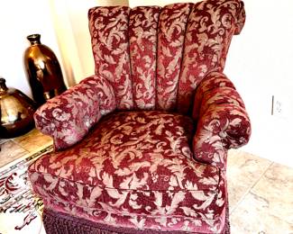 Bullion trim channel back chair