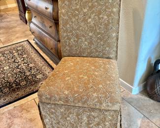 Pair skirted parsons chairs