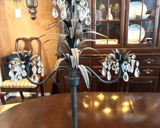 Magnificent pair of candelabras with crystal