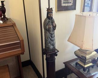 Wood statue and stand 