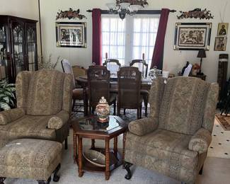 Victorian chairs and stool 