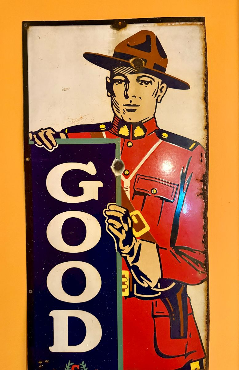 Canadian Mountie Porcelain Good Rich Tire Sign