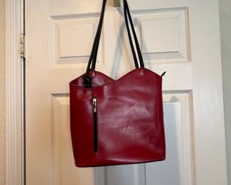 Red Italian Leather Handbag by Borgo Degli Etruschi