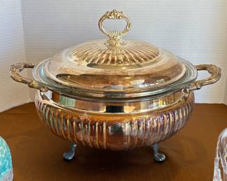 Vintage Chafing Dish with Cord and Glass Insert