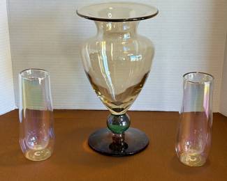 Corkcicle Iridescent Glass Vase with Matching Stemless Champagne Flutes