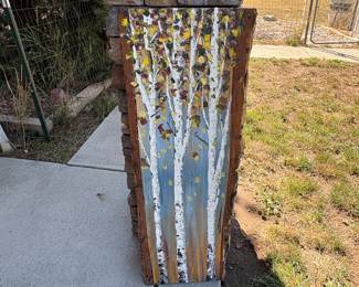 Local Elizabeth, CO Artist Wood Slab Painting