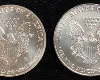 (2) 1991 & 1993 SILVER EAGLES