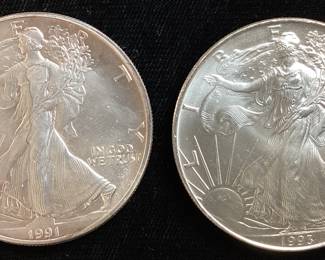 (2) 1991 & 1993 SILVER EAGLES