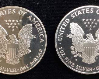 (2) 1993-P & 1995-P PROOF SILVER EAGLES