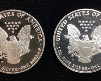 (2) 1990-S & 1991-S PROOF SILVER EAGLES