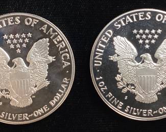 (2) 1986-S & 1987-S PROOF SILVER EAGLES