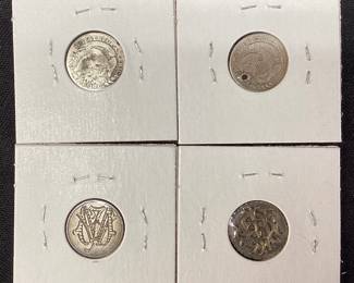 (4) SILVER 1832 & 1836 CAPPED BUST DIMES, 1883 & 1886 SEATED DIMES