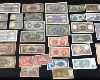 ASSORTED VTG. CHINESE FOREIGN PAPER CURRENCY SOME OTHER COUNTRIES, FRANCE, SPAIN