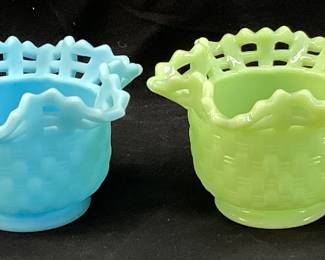 (4) FENTON BASKETWEAVE GLASS BOWLS