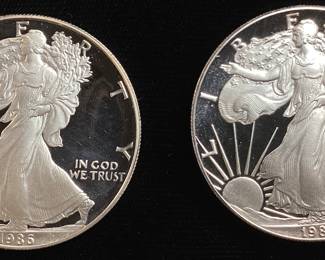 (2) 1986-S & 1987-S PROOF SILVER EAGLES