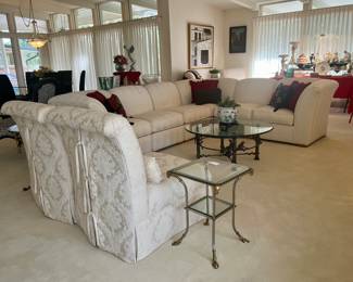 ANOTHER SEATING GROUP WITH SECTIONAL, TABLES AND CHAIRS