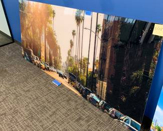 Huge photo artwork Sunset Blvd on stand-off hardware