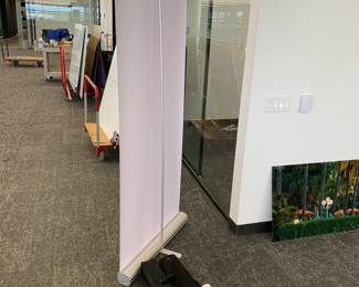 Advertising banner sign stands, pull up - replace the actual banner with your own message - 3 signs with carrying bag