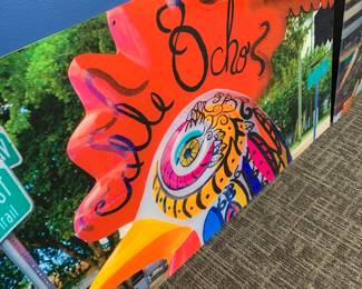 Acrylic artwork on wall stand offs - Calle Ocho HUGE for wall - perfect for restaurants