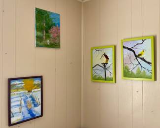 ORIGINAL BIRD & DOG MOTIF ART BY SHERYL COLE