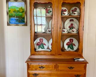 VINTAGE MAPLE CHINA CABINET