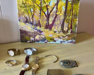 BELT BUCKLES AND WATCHES