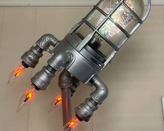 INDUSTRIAL LIGHT-UP ROCKET LAMP HANDMADE BY ED COLE