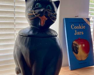RARE VINTAGE MCCOY COLBY HALLOWEEN BLACK CAT CERAMIC COOKIE JAR
