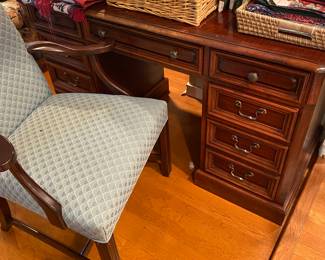 Desk & blue side chair