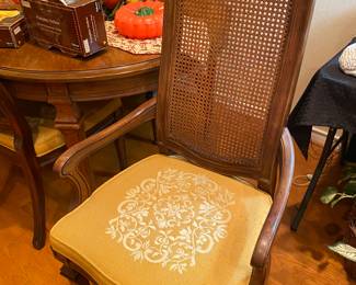 Great upholstery on this set of retro cane back chairs