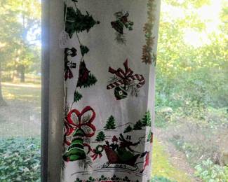 Vintage linen Christmas tablecloth