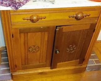 Walnut marble top Eastlake Victorian wash stand