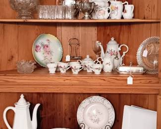 Rose tea set Silver Plate water pitcher and more