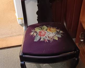 Needlepoint fiddleback antique chair