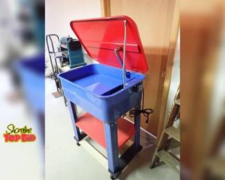 Parts Washer Bolted to Floor Dolly