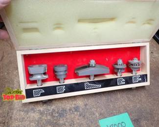 Set of Woodworking Router Bits in Wooden Case