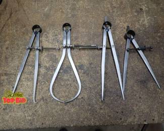 Set of 4 Spring Loaded Calipers and Dividers Precision Measuring Tools