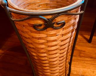 Longaberger Umbrella Stand with wrought iron